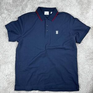 Burberry London England TB Logo Navy Blue Golf Polo Designer Preppy Shirt XL